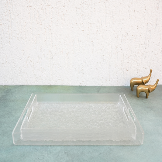 Minimal Rippled Acrylic Serving Tray- Set of 2