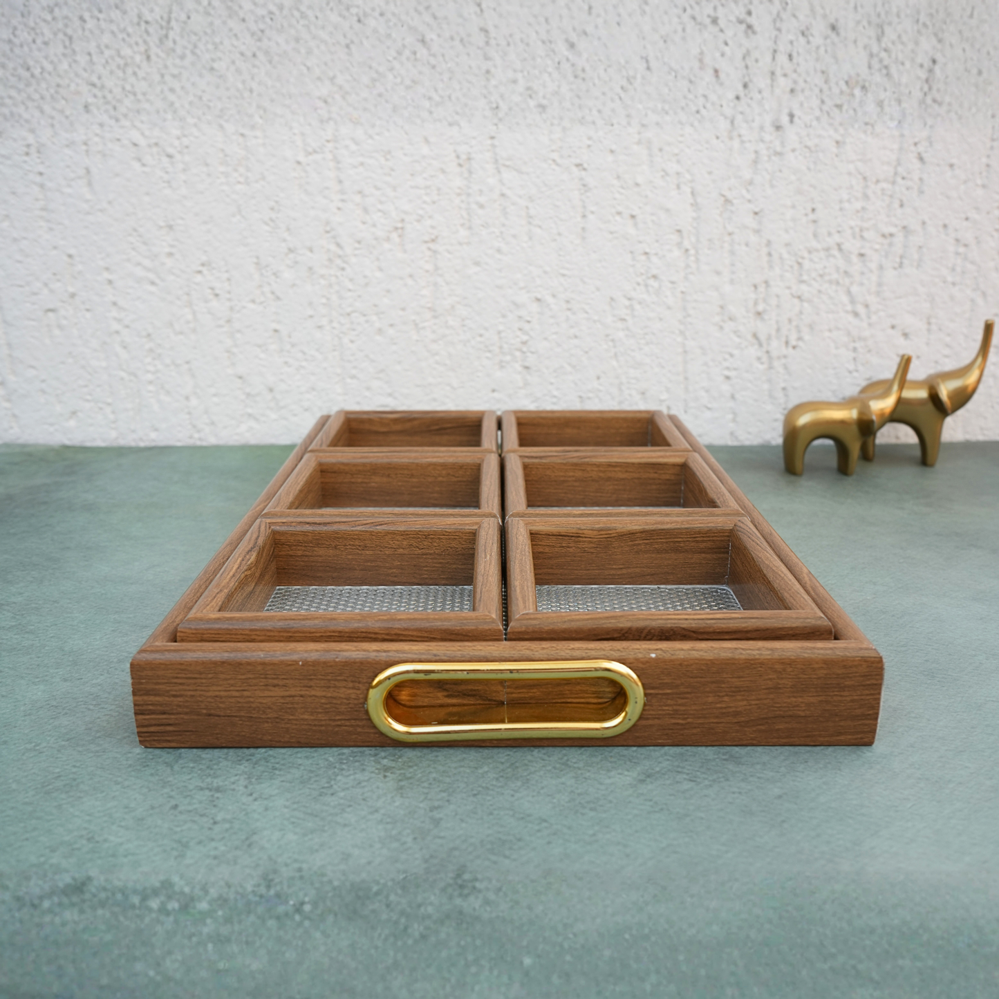 Wooden Sectioned Serving Tray- 6 Grid