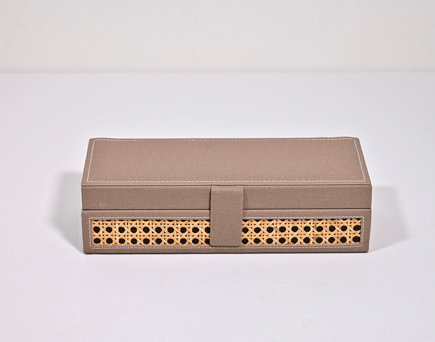 Dark Beige Rattan Watch Organiser (Small)