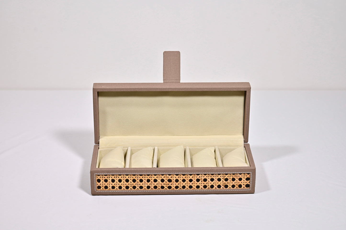 Dark Beige Rattan Watch Organiser (Small)