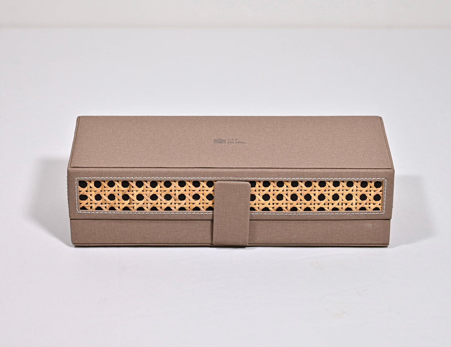Dark Beige Rattan Watch Organiser (Small)