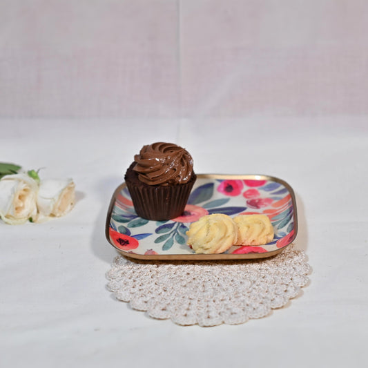 Regular Square Floral Starter Plate - Blush