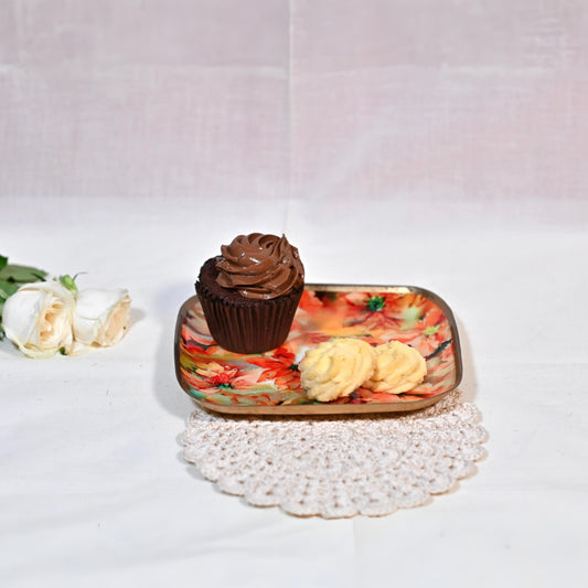 Regular Square Floral Starter Plate - Marigold